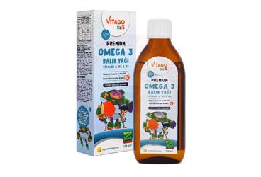 VITAGO KIDS Z TAKIMI BALIK YAGI, OMEGA 3, VITAMINA, D3, E, K2 ICEREN TAKVIYE EDICI GIDA  150 ml şişe