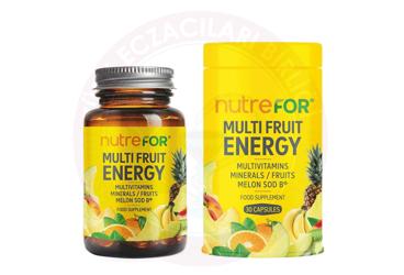 NUTREFOR MULTI FRUIT ENERGY MULTIVITAMIN, MULTIMINERAL VE MEYVE ICEREN TAKVIYE EDICI GIDA  30 kapsül