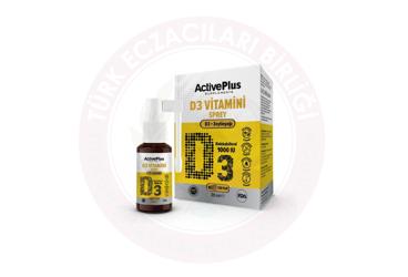 ACTIVE PLUS D3 VITAMINI SPREY TAKVIYE EDICI GIDA 1000 IU 20 ml şişe
