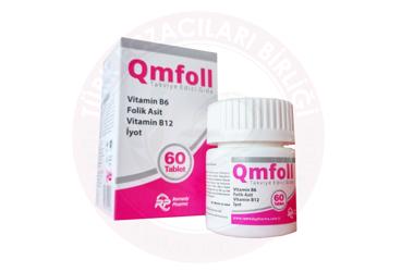 QMFOLL FOLIK ASIT, VITAMIN B12 (METILKOBALAMIN), IYOT VE VITAMIN B6 ICEREN TAKVIYE EDICI GIDA  60 tablet