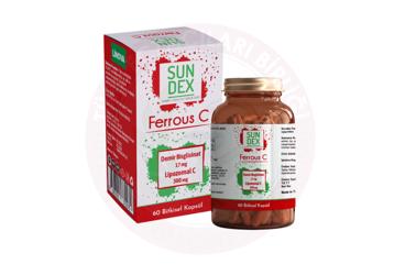 SUNDEX FERROUS C DEMIR BISGLISINAT + LIPOZOMAL C ICEREN TAKVIYE EDICI GIDA KAPSUL  60 kapsül