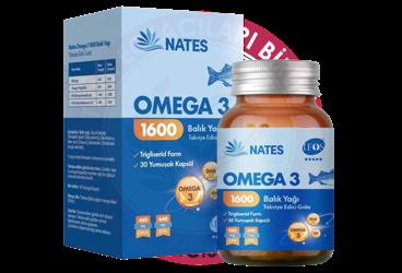 NATES OMEGA 3 1600 BALIK YAGI ICEREN TAKVIYE EDICI GIDA  30 kapsül