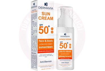 DERMAVIA SPF 50+ GUNES KREMI LEKE KARSITI  200 ml şişe