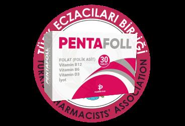 PENTAFOLL FOLIK ASIT, IYOT, VITAMIN B6, VITAMIN D3 VE VITAMIN B12 ICEREN TAKVIYE EDICI GIDA  30 tablet