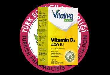 VITALIVA VITAMINS VITAMIN D3 ICEREN TAKVIYE EDICI GIDA 400 IU 20 ml şişe