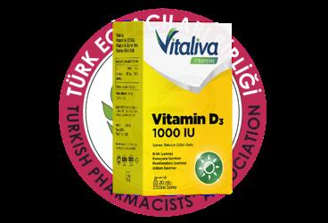 VITALIVA VITAMINS VITAMIN D3 ICEREN TAKVIYE EDICI GIDA 1000 IU 20 ml şişe