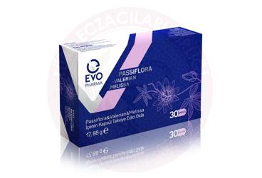 EVO PHARMA PASSIFLORA&VALERIAN&MELISSA ICEREN TAKVIYE EDICI GIDA KAPSUL  30 kapsül
