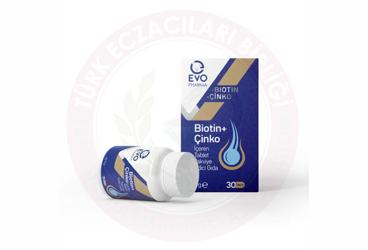 EVO PHARMA BIOTIN+CINKO ICEREN TAKVIYE EDICI GIDA TABLET  30 tablet