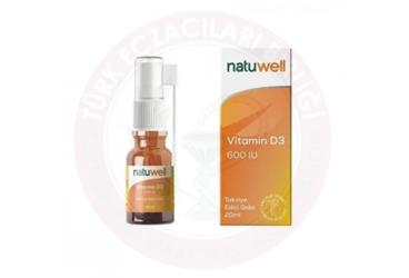 NATUWELL VITAMIN D3 ICEREN TAKVIYE EDICI GIDA SPREY 600 IU 20 ml şişe