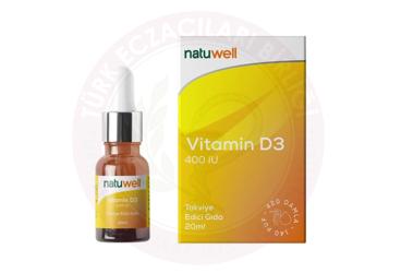 NATUWELL VITAMIN D3 ICEREN TAKVIYE EDICI GIDA  20 ml şişe