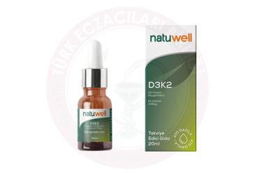 NATUWELL VITAMIN D3 K2 ICEREN TAKVIYE EDICI DAMLA  20 ml şişe