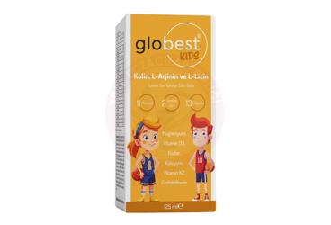 GLOBEST KIDS KOLIN, L-ARJININ, VE L-LIZIN ICEREN SIVI TAKVIYE EDICI GIDA  125 ml şişe