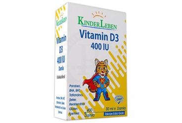 KINDERLEBEN VITAMIN D3 400 IU TAKVIYE EDICI GIDA DAMLA  30 ml şişe