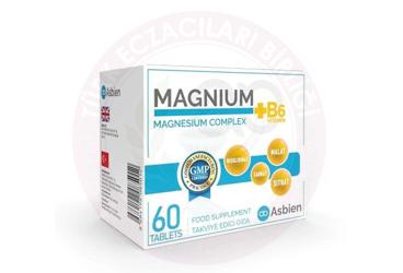 ASBIEN MAGNIUM MAGNEZYUM KOMPLEKS + VIT B6 TAKVIYE EDICI GIDA  60 tablet