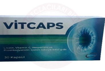 VITCAPS L-LIZIN, VITAMIN C, HESPERIDIN VE PROANTOSIYANIDIN ICEREN TAKVIYE EDICI GIDA KAPSUL  30 kapsül