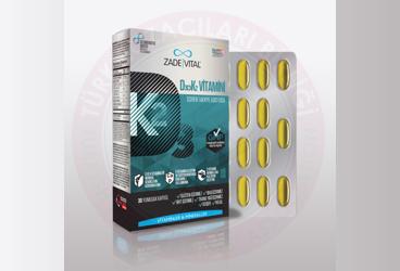 ZADE VITAL D3+K2 VITAMINI ICEREN TAKVIYE EDICI GIDA KAPSUL  30 kapsül