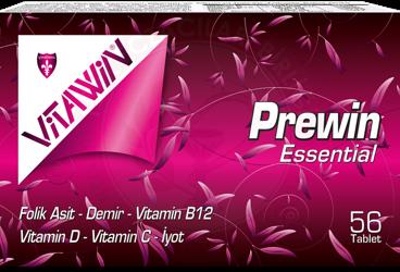 VITAWIN PREWIN ESSENTIAL TABLET FOLIK ASIT, DEMIR, VITAMIN B12, VITAMIN D, VITAMIN C, IYOT ICEREN TAKVIYE EDICI GIDA  56 tablet