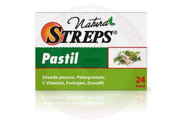 NATURA STREPS IZLANDA YOSUNU, PELARGONIUM, C VITAMINI, FESLEGEN VE ZENCEFIL ICEREN PASTIL  24 adet