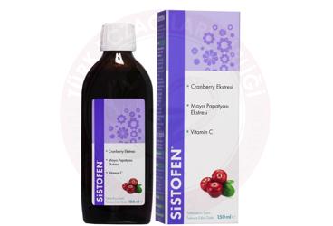 SISTOFEN CRANBERRY (TURNA YEMISI) EKSTRESI, MAYIS PAPATYASI EKSTRESI VE VITAMIN C ICEREN SIVI TAKVIYE EDICI GIDA  150 ml şişe