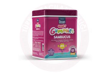 OCEAN SMART GUMMIES SAMBUCUS KARA MURVER EKSTRESI, C VITAMINI VE CINKO ICEREN TAKVIYE EDICI GIDA  64 çiğnenebilir jel form