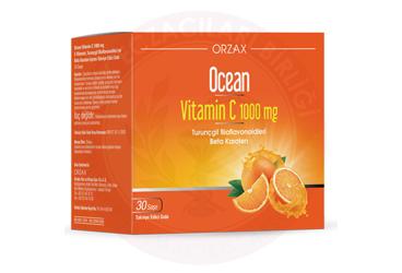 OCEAN VITAMIN C, TURUNCGIL BIOFLAVONOIDLERI VE BETA KAROTEN ICEREN SASE TAKVIYE EDICI GIDA 1000 mg 30 saşe
