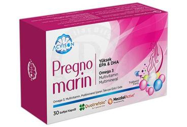 ACVISON PREGNOMARIN OMEGA 3, MULTIVITAMIN, MULTIMINERAL ICEREN TAKVIYE EDICI GIDA   30 kapsül