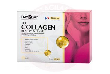 DAY2DAY THE COLLAGEN BEAUTY INTENSE KOLLAJEN PEPTITLERI VE VITAMIN KOMPLEKS ICEREN CILEK AROMALI TAKVIYE EDICI GIDA 10000 mg 7x12 g saşe