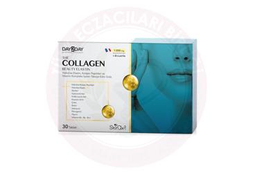 DAY2DAY THE COLLAGEN BEAUTY ELASTIN HIDROLIZE ELASTIN, KOLLAJEN PEPTITLERI VE VITAMIN KOMPLEKS ICEREN TAKVIYE EDICI GIDA 500 mg 30 tablet