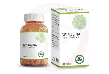 ANTI SPIRULINA (MAVI-YESIL ALG) ICEREN TAKVIYE EDICI GIDA  150 kapsül
