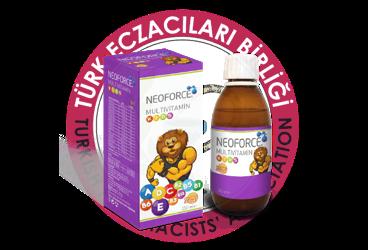 DERMO CLEAN NEOFORCE COCUKLAR ICIN MULTIVITAMIN PORTAKAL AROMALI SURUP TAKVIYE EDICI GIDA  150 ml şişe