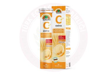 SUNLIFE C EXTRA VITAMIN C, CINKO, VITAMIN E, VITAMIN D3 ICEREN TAKVIYE EDICI GIDA  20 tablet