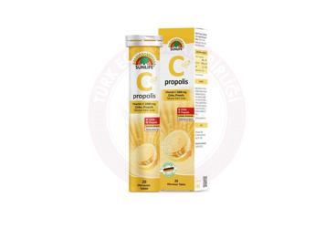 SUNLIFE C + PROPOLIS EFERVESAN TABLET VITAMIN C, CINKO, PROPOLIS ICEREN LIMON AROMALI TAKVIYE EDICI GIDA  20 tablet