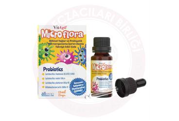 VITAGIL MICROFLORA BITKISEL YAGLAR VE PROBIYOTIK ICEREN TAKVIYE EDICI GIDA DAMLA  15 ml şişe
