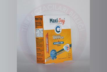 MAXI DAY VITAMIN C, VITAMIN D VE CINKO ICEREN TAKVIYE EDICI GIDA  30 tablet