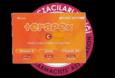TERAPEX VITAMIN C, CINKO VE VITAMIN D ICEREN TAKVIYE EDICI GIDA TABLET  30 tablet
