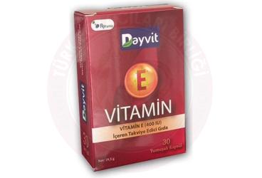 DAYVIT E VITAMINI ICEREN TAKVIYE EDICI GIDA 400 IU 30 kapsül