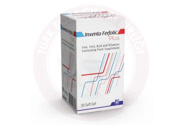 INXENTA FERFOLIC PLUS DEMIR, FOLIK ASIT VE VITAMIN ICEREN TAKVIYE EDICI GIDA KAPSUL  30 kapsül