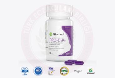 FITOMED PRO-D3K2 KAPSUL D3 VITAMINI, K2 VITAMINI, C VITAMINI VE CINKO ICEREN TAKVIYE EDICI GIDA  30 kapsül
