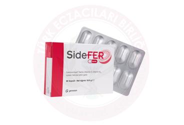SIDEFER SUKROZOMIYAL DEMIR, VITAMIN C, BITAMIN B12 ICEREN TAKVIYE EDICI GIDA  30 kapsül