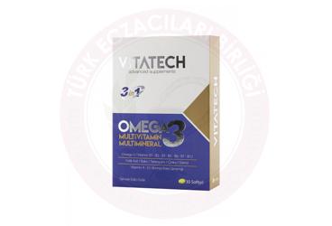 VITATECH 3 IN 1 OMEGA 3, MULTIVITAMIN VE MULTIMINERAL ICEREN TAKVIYE EDICI GIDA  30 kapsül