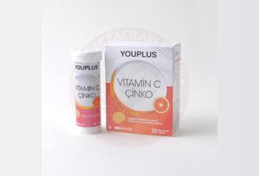 YOUPLUS VITAMIN C, CINKO EFERVESAN TABLET  20 tablet