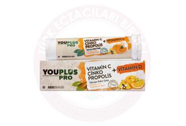 YOUPLUS PRO VITAMIN C, VITAMIN D, CINKO, PROPOLIS ICEREN EFERVESAN TABLET TAKVIYE EDICI GIDA  15 tablet
