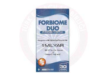FORBIOME DUO PROBIYOTIK MIKROORGANIZMA VE BALIK YAGI ICEREN KAPSUL TAKVIYE EDICI GIDA  30 kapsül
