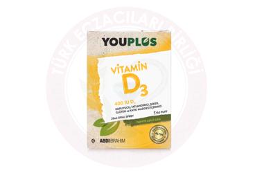 YOUPLUS VITAMIN D3 ICEREN TAKVIYE EDICI GIDA 400 IU 20 ml şişe