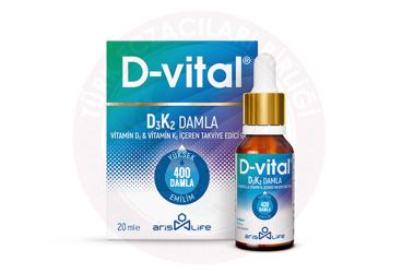 D-VITAL VITAMIN D3 & VITAMIN K2 ICEREN SPREY TAKVIYE EDICI GIDA  20 ml şişe