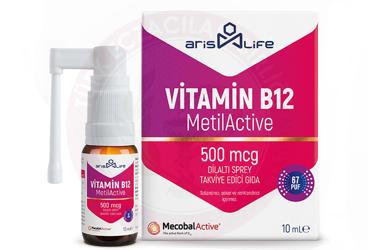 ARIS LIFE VITAMIN B12 TAKVIYE EDICI GIDA 500 MCG DILALTI SPREY  10 ml şişe