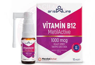 ARIS LIFE VITAMIN B12 TAKVIYE EDICI GIDA 1000 MCG DILALTI SPREY  10 ml şişe