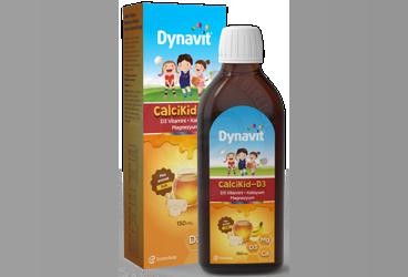 DYNAVIT CALCIKID-D3 D3 VITAMINI, KALSIYUM, MAGNEZYUM ICEREN MUZ AROMALI BALLI TAKVIYE EDICI GIDA  150 ml şişe