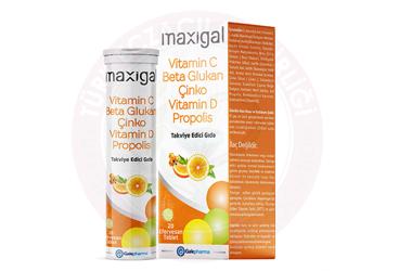 MAXIGAL VITAMIN C, BETA GLUKAN, CINKO, VITAMIN D VE PROPOLIS ICEREN TAKVIYE EDICI GIDA  20 tablet