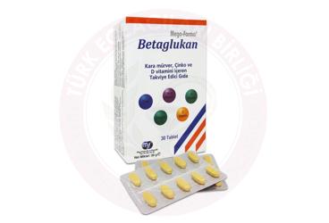 MEGA-FARMA BETAGLUKAN TABLET KARA MURVER, CINKO VE D VITAMINI ICEREN TAKVIYE EDICI GIDA  30 tablet